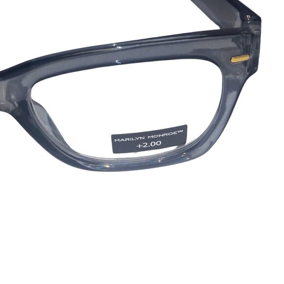 MARILYN MONROE WOMEN'S READING GLASSES +2.00 - SMOKEY GRAY RECTANGLE FRAME - Picture 2 of 3